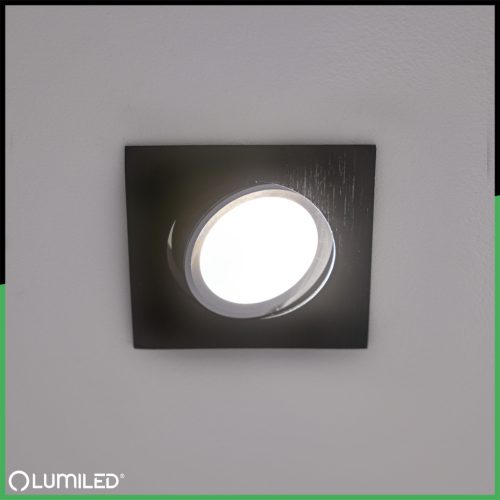 Halogén süllyesztett mennyezeti lámpa, négyzet alakú, mozgatható, GU10, MR16, fekete, TRIAM LUMILED