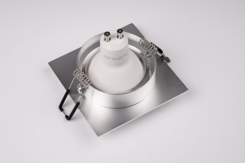 Halogén süllyesztett mennyezeti lámpa, négyzet alakú, mozgatható, GU10, MR16, ezüst, TRIAM LUMILED