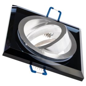   Halogén ÜVEG mennyezeti lámpatest ARIAN MR16 GU10 LUMILED Négyzet Mozgatható Fekete