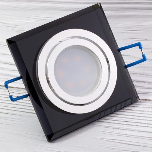 Halogén ÜVEG mennyezeti lámpatest ARIAN MR16 GU10 LUMILED Négyzet Mozgatható Fekete