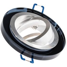   Halogén ÜVEG mennyezeti lámpatest ARIAN MR16 GU10 LUMILED kerek mozgatható fekete