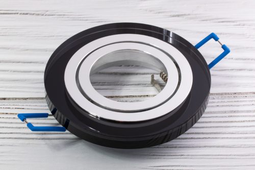 Halogén ÜVEG mennyezeti lámpatest ARIAN MR16 GU10 LUMILED kerek mozgatható fekete