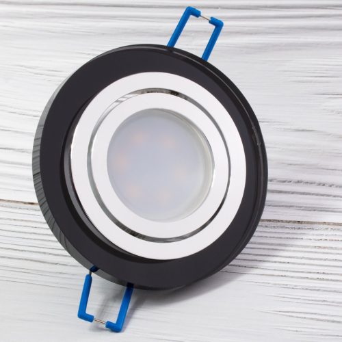 Halogén ÜVEG mennyezeti lámpatest ARIAN MR16 GU10 LUMILED kerek mozgatható fekete