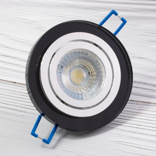 Halogén ÜVEG mennyezeti lámpatest ARIAN MR16 GU10 LUMILED kerek mozgatható fekete