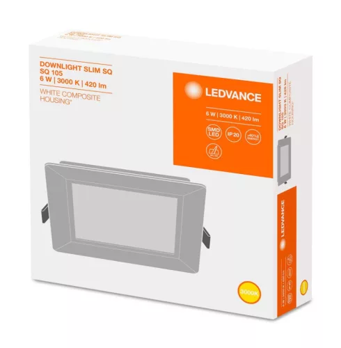 Panel LED Podtynkowy wpuszczany 6W 3000K DOWNLIGHT Slim SQ105 LEDVANCE kwadrat