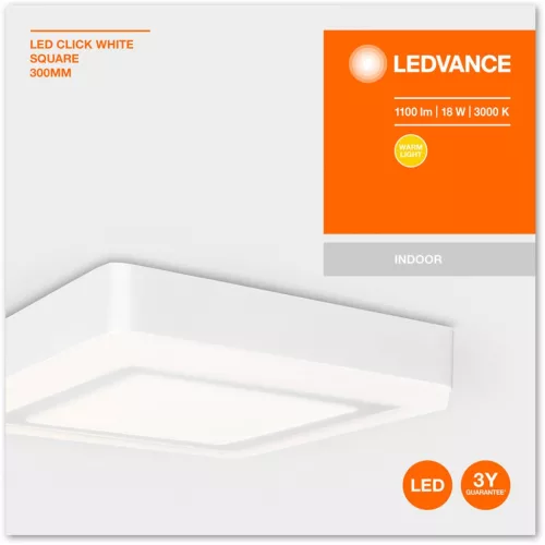 Felületre szerelhető LED panel mennyezeti lámpa CLICK WHITE 18W 1100lm 3000K meleg 30cm LEDVANCE