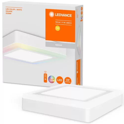 Felületre szerelhető LED panel mennyezeti lámpa SZÍN FEHÉR 17W 700lm 3000K meleg RGB 20cm LEDVANCE