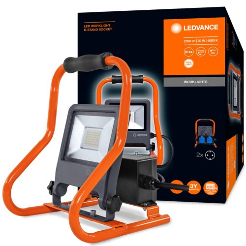 LED-es reflektor 30W 2700lm 4000K + 2x 230V aljzat MUNKALÁMPÁK R-ÁLLVÁNY LEDVANCE Munkavégzés Hordozható