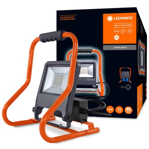 LED-es reflektor 50W 4500lm 4000K + 2x 230V-os aljzat MUNKAlámpák R-ÁLLVÁNY LEDVANCE Munkavégzés Hordozható