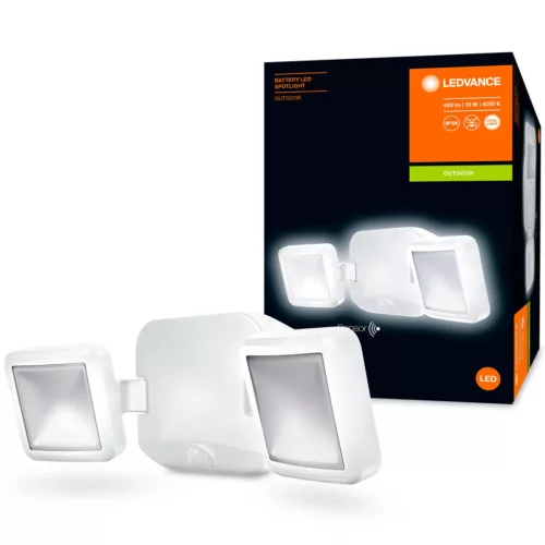 LED reflektor 10W 480lm 4000K IP54 fehér LEDVANCE SPOTLIGHT mozgásérzékelővel Elemes dupla
