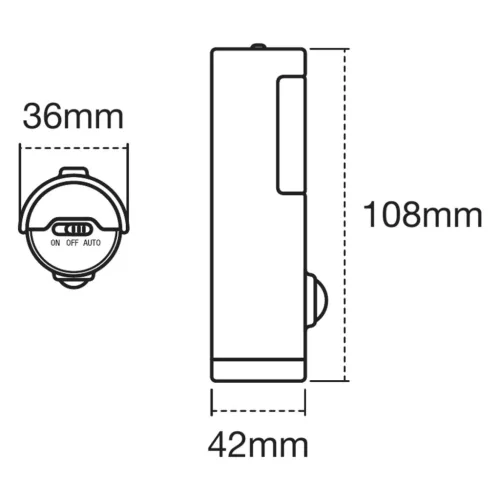Nightlux Torch LED éjszakai lámpa fehér 0,35W 10lm 4000K IP54 Ledvance mozgásérzékelő
