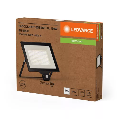LED-es fényvető halogén kültéri reflektor mozgásérzékelő IP65 150W 4000K semleges fekete LEDVANCE