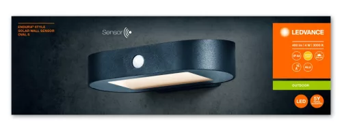 Fali lámpa homlokzati fali lámpa 4W 3000K ENDURA Style Solar Oval S Fali érzékelő LEDVANCE
