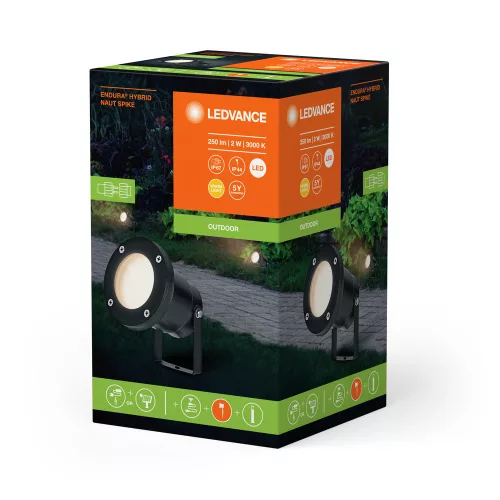 Kerti lámpa kültéri LED spotlámpa Solar 2W 100lm 3000K IP44 Black Endura Ledvance