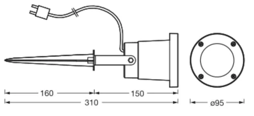 Kerti lámpa kültéri LED spotlámpa Solar 2W 100lm 3000K IP44 Black Endura Ledvance