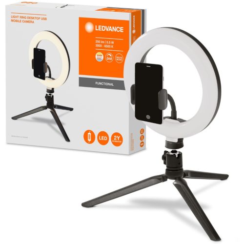 Mobil LED gyűrűs állólámpa szelfihez 5,5W 250lm CCT 20cm Bluetooth LEDVANCE + távirányító