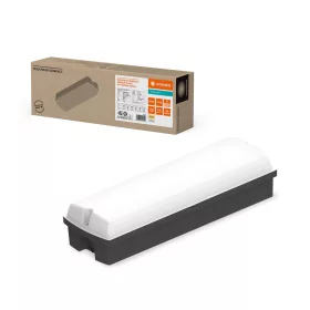   LED ipari kültéri fali lámpa homlokzat 8W 840lm 3000/4000K IP65 fekete vészhelyzeti modullal mozgás- és szürkületérzékelő válaszfallal