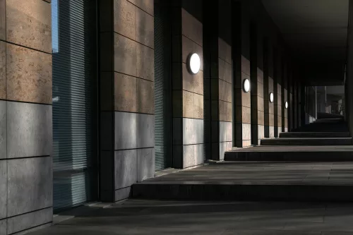 LED ipari kültéri fali lámpa homlokzat 18W 2280lm 3000/4000K IP65 fekete vészhelyzeti modullal mozgás- és szürkületérzékelő válaszfallal