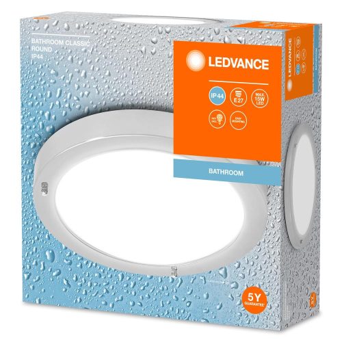 Fürdőszobai mennyezeti lámpa, felületre szerelhető, E27, króm, IP44, 31 cm, Ledvance fürdőszobai mennyezeti lámpatest