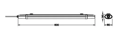 LED lámpa hermetikus lámpatest 18W 1980lm 6500K Hidegfényű Felületre szerelhető Fehér 60x6cm IP65 IK06 Eco Ledvance