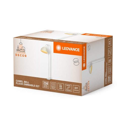 Állólámpa, álló, dekoratív lámpatest, E27, fehér, szabályozható fényerővel, Ledvance