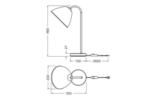 Íróasztal lámpatest, asztali állólámpa, dekoratív, E14, fehér, USB-C, dekor, Ledvance