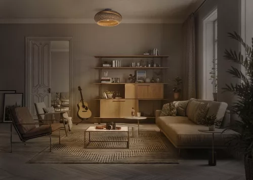 Dekoratív mennyezeti lámpa, felületre szerelhető, E27, barna kartondekor, Ledvance