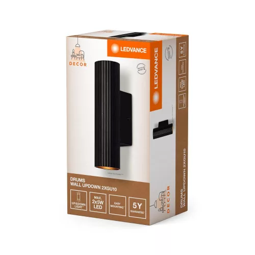 Dekoratív fali lámpa, fali szerelvény, GU10, fekete, dekoratív Ledvance