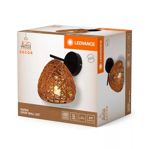 Dekoratív fali lámpa, felületre szerelhető E27-es lámpatest, bézs dekor, Ledvance