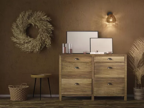 Dekoratív fali lámpa, felületre szerelhető E27-es lámpatest, bézs dekor, Ledvance