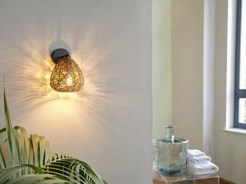 Dekoratív fali lámpa, felületre szerelhető E27-es lámpatest, bézs dekor, Ledvance