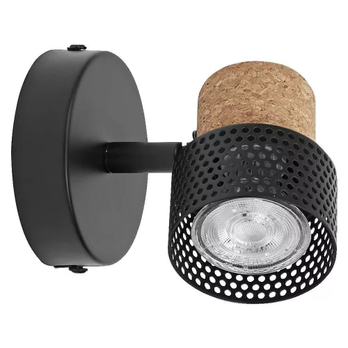 LED fali mennyezeti lámpa, fali lámpa, felületre szerelhető, 3,4 W, 230 lm, 3000 K, meleg, szabályozható fényerővel, dekoratív fekete pontfény, parafa, Ledvance