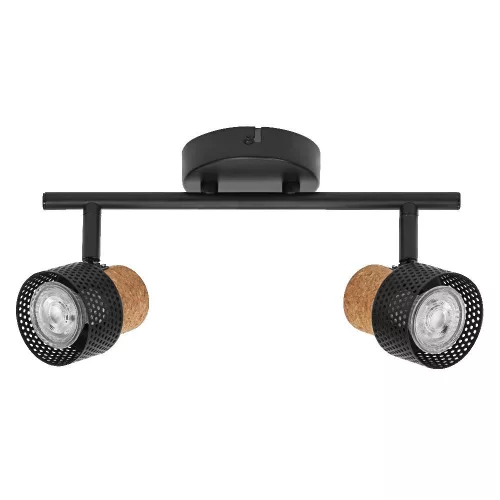 LED fali mennyezeti lámpa, fali lámpa, felületre szerelhető, 6,8 W, 460 lm, 3000 K, meleg, szabályozható fényerővel, dekoratív fekete pontfény, parafa, Ledvance