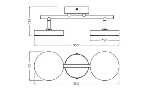 LED Fali Mennyezeti Lámpa, Felületre Szerelt, 10.5W, 560lm, CCT, Dekoratív Fekete Spotlámpa, Holdfény, Ledvance