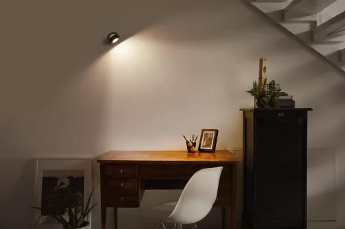 LED fali mennyezeti lámpa, felületre szerelhető, 4,8 W, 300 lm, CCT, dekoratív fekete pontfény, Pluto, Ledvance