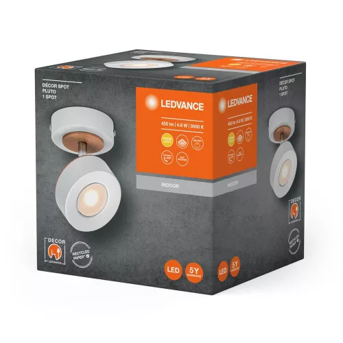 LED fali mennyezeti lámpa, felületre szerelhető, 4,8 W, 300 lm CCT, dekoratív fehér spotlámpa, Pluto, Ledvance