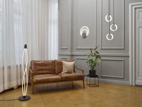 Állólámpa, álló, dekoratív lámpatest, 22W, 2400lm, 3000K, meleg, szabályozható fényerővel, szürke dekorral, Ledvance