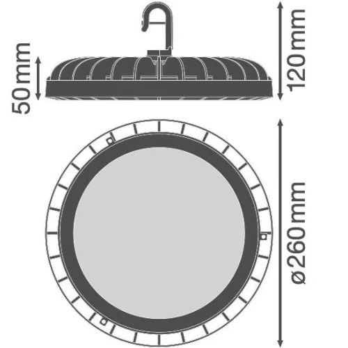 LED ipari lámpatest 166W 20000lm 6500K Hideg fekete IP65 IK06 nagy öbölre szerelhető kompakt Ledvance