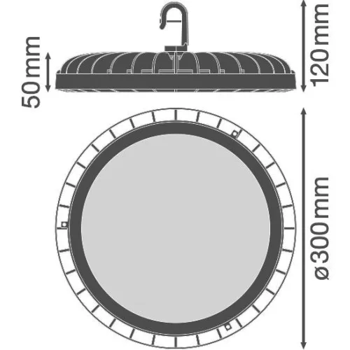 LED ipari lámpatest 225W 27000lm 6500K Hideg fekete IP65 IK06 Nagy öbölre szerelhető kompakt Ledvance