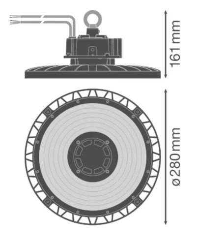 LED ipari lámpatest 75W 13200lm 6500K Hideg, szabályozható fényerejű fekete IP66 IK10 High Bay Gen 5 Ledvance