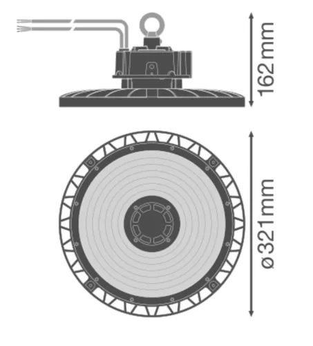 LED ipari lámpatest 200W 35000lm 6500K Hidegfényű, IP66 IK10 High Bay Gen 5 fekete Ledvance
