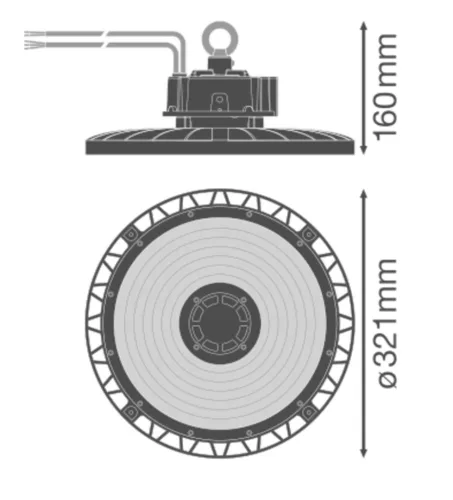 LED ipari lámpatest 150W 26250lm 6500K Hidegfényű, IP66 IK10 High Bay Gen 5 fekete Ledvance