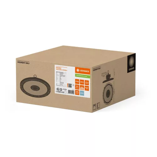 LED ipari lámpatest 75W 13125lm 6500K Hideg, szabályozható fényerejű fekete IK10 IP66 High Bay Gen 5 Ledvance