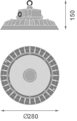 LED ipari lámpatest 200W 30000lm 6500K fekete hidegfényű IP65 IK08 magas öbölvilágításhoz Ledvance