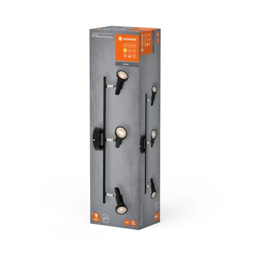 LED fali mennyezeti lámpa, felületre szerelhető, 10,2 W, 690 lm, 3000 K, meleg, szabályozható fényerejű, fekete LED spotlámpa, Ledvance