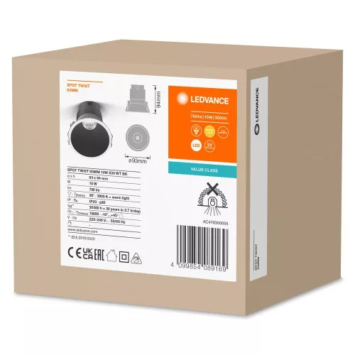 LED Panel Süllyesztett Spotlámpa 10W 700lm CCT Spot Fehér Fekete Beépíthető Világítás Slim Ledvance