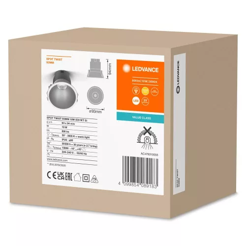 LED Panel Süllyesztett Spotlámpa 10W 800lm CCT Spot Fehér Ezüst Beépíthető Világítás Slim Ledvance