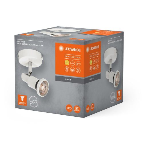 LED fali mennyezeti lámpa, felületre szerelhető, 3,4 W, 230 lm, 3000 K, meleg, szabályozható fehér, LED spotlámpa, Ledvance