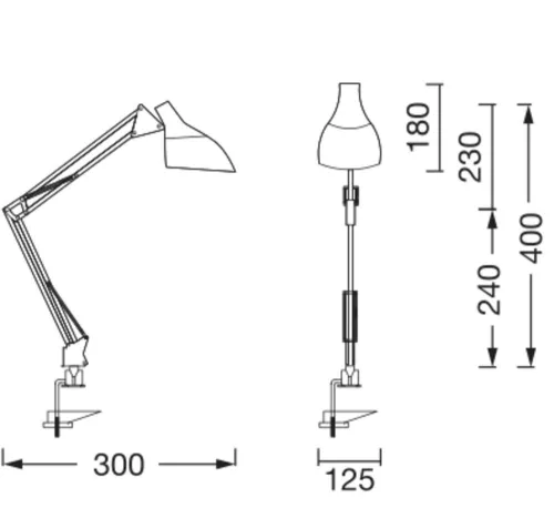 Asztali lámpa, álló, asztali lámpa, klipsz, állítható, E27, fekete, USB-C, irodai termékcsalád, Ledvance
