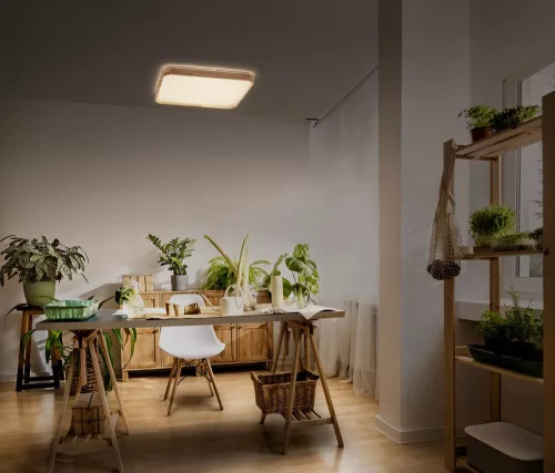 LED panel, felületre szerelhető mennyezeti lámpa, 16W, 1000lm, 3000K, meleg, szabályozható, barna, Orbis Ledvance